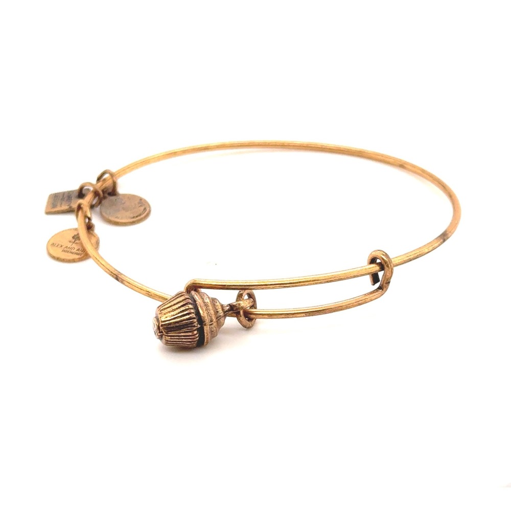 Alex and Ani Cupcake Charm Bangle Rafaelian Gold Finish Expandable Bracelet
